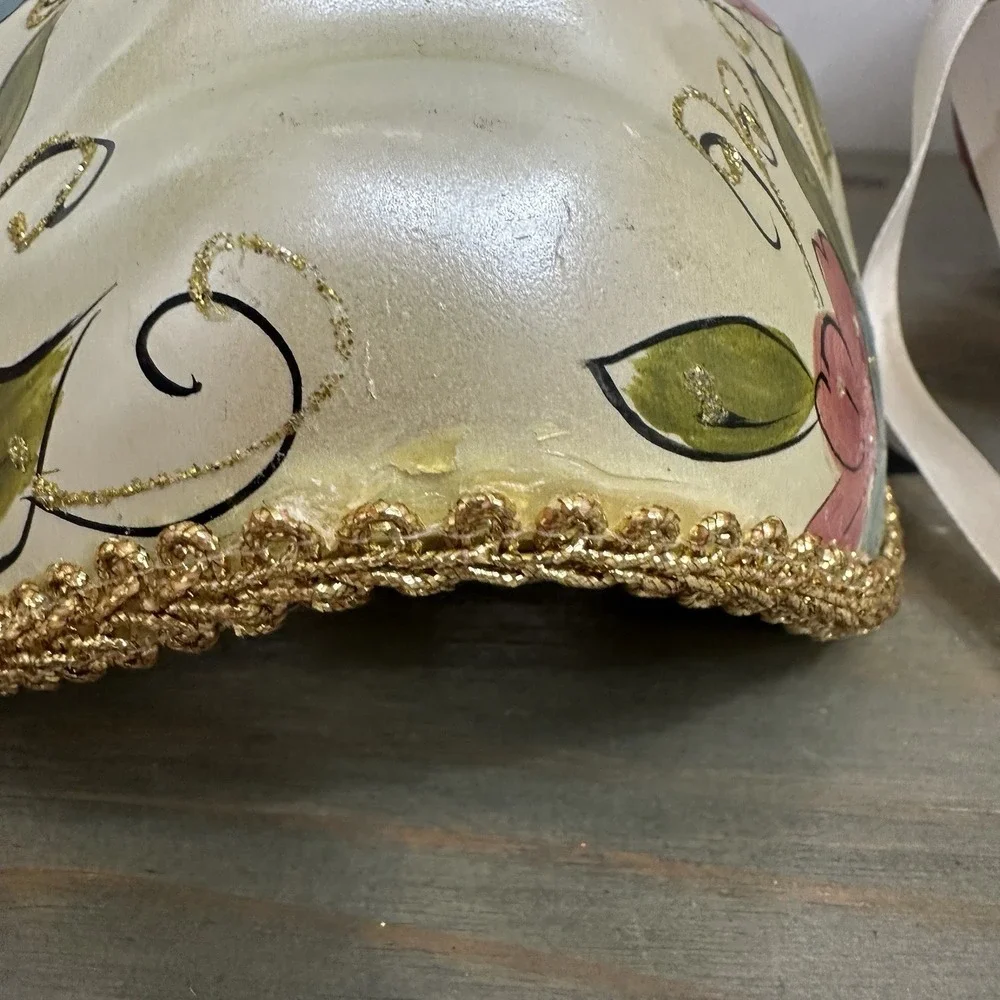 Lot Of 2 Venetian Mardi Gras Mask MASQUERADE CARNIVAL PARTY Floral Hand Painted